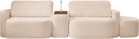Sofá Sala Modulado 319cm com Puff Console USB Luminária Brumma Bouclê K01 - D'Rossi - Bege