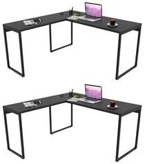 Kit 2 Mesas de Escritório Office em L 150x150cm Estilo Industrial Pris