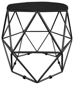 Puff Aramado Hexágono Decorativo Industrial Preto com Suede D03 - D'Rossi - Preto