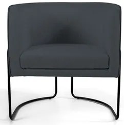 Poltrona Decorativa Base Aço Betina C-317 Veludo Cinza - Domi