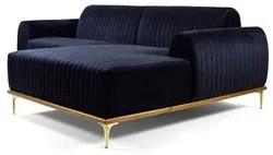 Sofá 350cm 6 Lugares com Chaise Direito Pés Gold Molino C-287 Veludo M