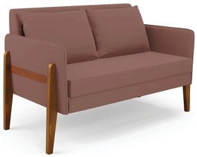Sofá Namoradeira Lana Veludo Base de Madeira D03 - D'Rossi - Rose