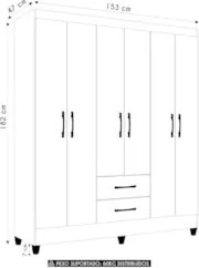 Guarda Roupa Casal 153cm 6 Portas Astra Freijó/Off Z17       - Mpozena