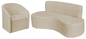 Kit Sofá Curvo Amsterdã 140cm e Poltrona Luiza Max Suede
