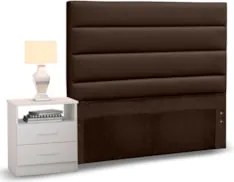 Cabeceira Cama Box Solteiro 90cm Greta Corano Marrom e 1 Mesa de Cabec