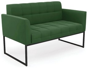 Sofá Namoradeira Elisa Suede Verde Base Metálica Industrial Preto - D'Rossi