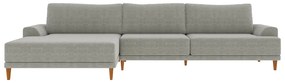 Sofá com Chaise Esquerda 324cm Índico Linho Cinza G52 - Gran Belo