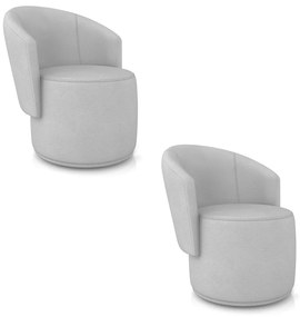Poltrona Decorativa Orgânica Fixa para Sala Kit 2 Malu Sintético M11 - D'Rossi - Cinza