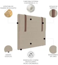 Cabeceira Cama Box Queen 160cm Estofada Glory Saturno Bege Z04 - Mpoze