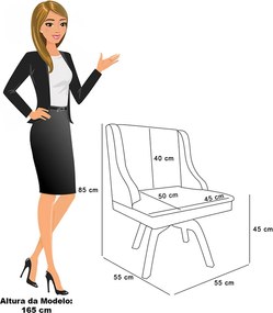 Cadeira Sala de Jantar Giratória MM35 kit 2 Liz Bouclê D03 - D'Rossi - Bege