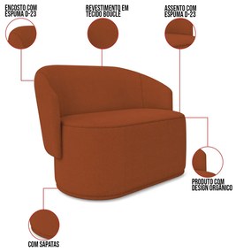 Namoradeira e 2 Poltronas Orgânica para Sala Malu Bouclê M11 - D'Rossi - Terra