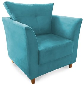 Poltrona Decorativa Isis Pés Madeira Suede Turqueza - Sheep Estofados