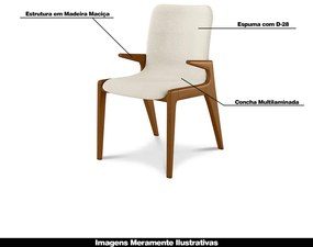 Kit 2 Cadeiras Decorativas Sala de Jantar Madeira Maciça com Braço Pigeon Linho Bege/Mel G13 - Gran Belo