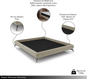 Cama de Casal Avulsa Bezos Madeira Imunizada Pés em Aço Revestimento Veludo Bege G91 - Gran Belo