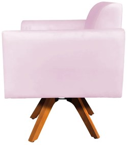 POLTRONA GIRATORIA MARISA SUEDE BASE MAD - Rosa Bebê