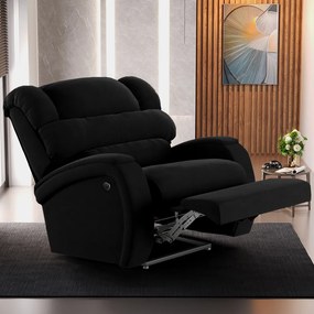 Poltrona do Papai Sala de Cinema Reclinável Kylie Power Elétrica Veludo Preto G23