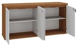 Balcão para Escritório com Chave 148cm Corp A06 Freijó/Branco - Mpozen