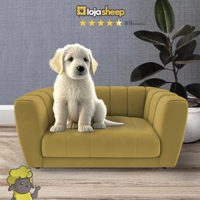 Caminha Casinha para Cachorro Gato Pet Mini Poltrona Meg Veludo Mostarda - Loja Sheep - Veludo Mostarda