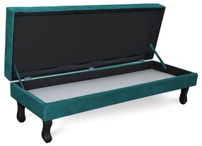 Puff Baú Decorativo Capitonê Luis XV 90x40cm Suede Turquesa - Sheep Estofados - Água