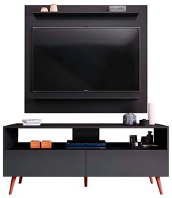 Conjunto Rack Bancada e Painel Adawi/Linden MDP/BP para TVs até 55 Preto G96 - Gran Belo