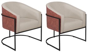 Kit 02 Poltronas Luiza Base de Ferro Preto Corano Nozes e Linho - ADJ Decor