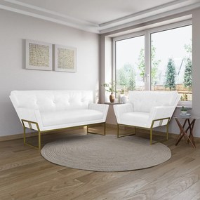 Namoradeira e Poltrona Industrial Dour Anitta Sintético PU D03 - D'Rossi - Branco