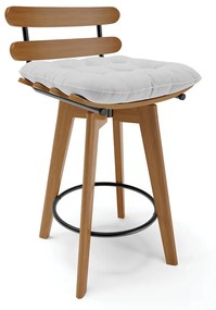 Banqueta Giratória Costela Linho Base Madeira MA70 - D'Rossi - A05 Cinza