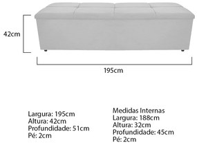 Calçadeira Munique 195 cm King Size Corano Branco - ADJ Decor