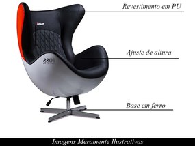 Poltrona Decorativa Egg Chair MP4 SN 88 Branco/Vermelho G53 - Gran Belo