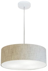 Lustre Pendente Cilíndrico Md-4132 Cúpula em Tecido 40x15cm Rustico Bege - Bivolt