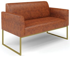 Sofá Namoradeira Base Industrial Dourado Marisa Corano   - Nozes