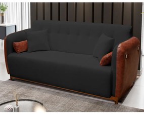 Sofá 3 Lugares Liverpool 1,90 m Compose Corino Ocre/Preto C/ Botão - Decorar Estofados
