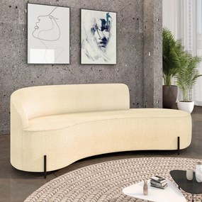 Sofá 3 Lugares Orgânico 180cm Pé Ferro Preto Morgan Bouclê - Off White - Bege