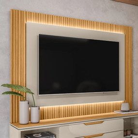 Painel Decorativo Singapura MDP/MDF TV até 70 Polegadas Ripado 2.2 Tauari/Off White G77 - Gran Belo