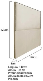 Cabeceira Casal Bali P02 140 cm para cama Box Corano - ADJ Decor