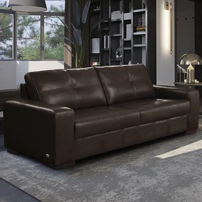 Sofá Decorativo 3 Lugares Turim 200cm Couro Marrom G58 - Gran Belo