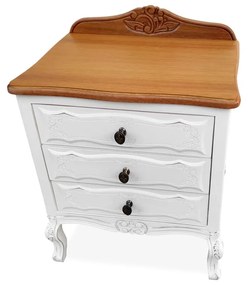 Mesa de Cabeceira Inglês Provençal com Tampo em Madeira Maciça Design Clássico Peça Artesanal