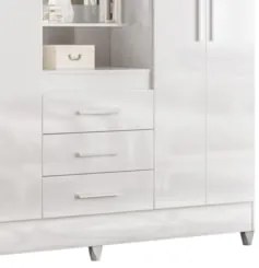 Guarda Roupa de Casal Capri 04 Portas e 03 Gavetas Flex Branco ou Bran