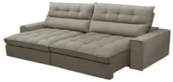 Sofá Retrátil Reclinável 3 Lugares 250cm Damy F05 Veludo Marrom - Mpoz
