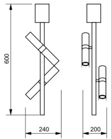 Plafon Igual Haste Ø24X60Cm 4Xmr11 Por Waldir Junior - Usina 51101/4 (BT - Branco Texturizado)