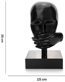 Escultura Decorativa Máscara Silêncio Em Cerâmica Grafite 25x15 Cm - D'Rossi