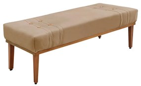 Divã Recamier Banco Base Madeira para Quarto Gênova 140cm Suede Bege S04 - D'Rossi