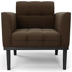 Poltrona Base Madeira Preto Kit 2 Ana Suede Marrom - Ibiza