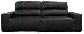 Sofá de Couro 2 Lugares Alabama 230cm USB M06 Cor Preto 450 - ADJ DECOR