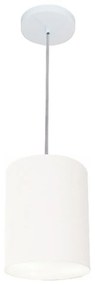 Lustre Pendente Cilíndrico Md-4012 Cúpula em Tecido 18x25cm Branco - Bivolt
