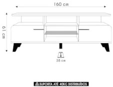 Rack Bancada de TV 60 Pol 160cm Essenza Castanho/Off White - HB Móveis