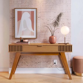 Aparador Decorativo Pés em Madeira Maciça Puxador em Metal MDP/MDF Itacaré 136cm Freijó G73 - Gran Belo