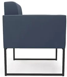 Sofá Namoradeira e 2 Poltronas Base Industrial Preto Ana Suede Azul Ma
