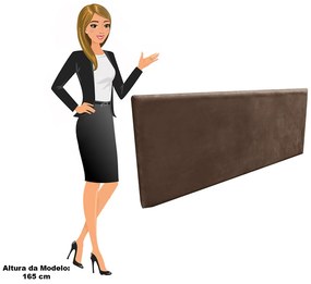 Cabeceira Solteiro Cama Box 90cm Painel Clean Suede M11 - D'Rossi - Marrom