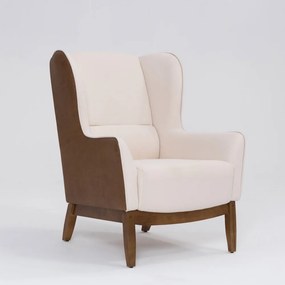Poltrona para Sala Mirela D07 Corano Terracota e Linho Pérola - D'Rossi